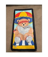Vintage 80s Beach Towel Juana TerriMondo Teddy Bear Tennis Shoes 100% Co... - $24.26