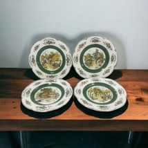 Ascot England Cottages Service Plate Wood &amp; Sons Alpine White Ironstone Lot Of 4 - £42.65 GBP