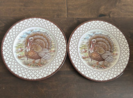 Royal Stafford England Turkey Thanksgiving 2 Dinner Plates New Victorian - £34.25 GBP