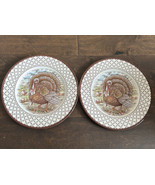 Royal Stafford England Turkey Thanksgiving 2 Dinner Plates New Victorian - $795.72 MXN