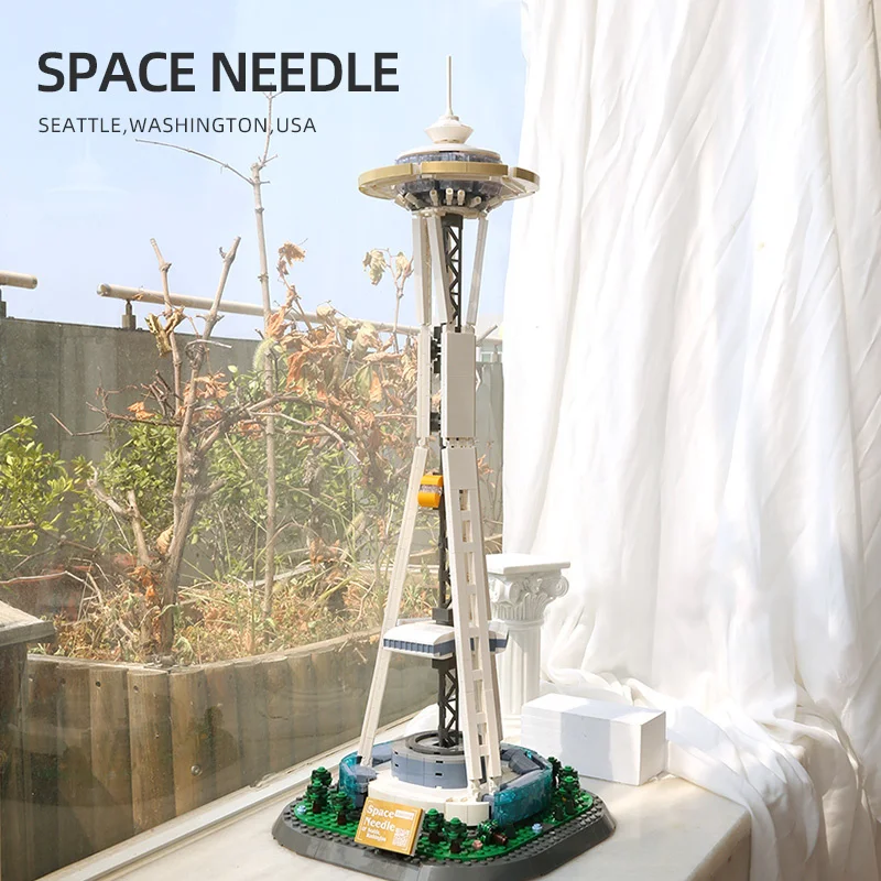Seattle Space Needle Model Building Blocks World Famous Architecture City Street - £66.57 GBP