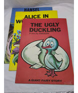 Lot Of (3) Giant Fairy Story Books Ugly Duckling Alice In Wonderland Han... - $29.69
