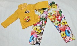 14&quot; doll clothes hand made outfit pajamas emojis emoticon yellow shirt top pants - £6.65 GBP