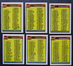 1991 Topps Micro Mini Checklist Team Set of 6 Baseball Cards - £3.15 GBP