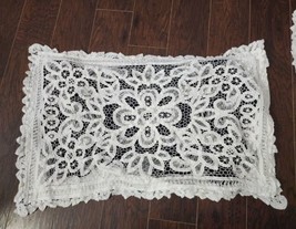 Antique White filet bobbin Lace Scalloped Edge white Pillow Inserts  Lot X 2 - £48.06 GBP