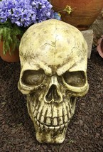 Ebros Giant Oversized Evil Sinister Skull Statue 17&quot;L Halloween Ossuary Decor - £72.37 GBP