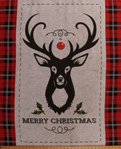 35.5&quot; X 44&quot; Panel Holiday Deer Northwoods Christmas Plaid Cotton Fabric D381.38 - £13.82 GBP