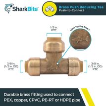 SharkBite U364LFA Push To Connect 3/8&#39;&#39; PTC X 3/8&#39;&#39; D PTC Brass Reducing... - £9.34 GBP