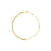 14K Solid Yellow Gold Rolo Chain Paper Clip Heart Bracelet 7.5 inches - £142.72 GBP