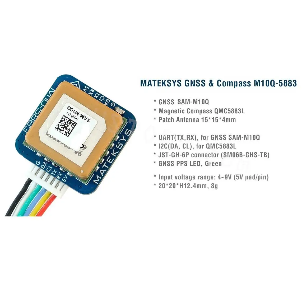 New Matek Systems M10Q-5883 72 Channel SAM-M10Q GPS &amp; QMC5883L Digital AirSpeed - £48.63 GBP