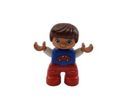 Lego Duplo Boy Blue Red Car Minifig 2&quot; Figure - $5.43