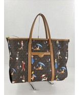 Michael Kors Tote Bag Travel Girls Brown Logo Charm Medium Canvas Leather B2G - $113.84