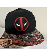 Marvel Deadpool Logo Baseball Cap Black Red Wide Flat Bill Snapback Hat - $20.63 CAD