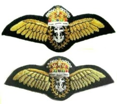 British Royal Navy Fleet Air Arm Bullion Wire Pilot King Or Queen Crowns Wings - £15.18 GBP+