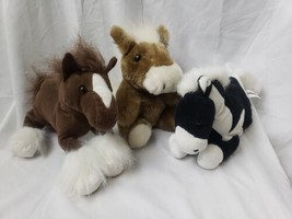 Plush Horse Lot of 3 Clydesdale Black White Pony Blaze Dan Dee Commonwealth Fine - £16.05 GBP