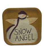 Wooden Decorative Holiday Snow Angel Snowman Trinket Plate Winter Rustic... - £10.08 GBP