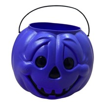 Vintage Halloween General Foam Plastic Purple Pumpkin Candy Pail Bucket Smile - £9.59 GBP