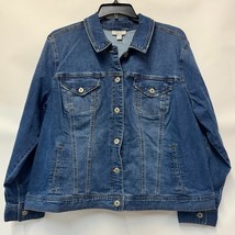 Style &amp; Co Womens Plus 20W Medium Blue Collared Jean Jacket PREOWNED DF47 - $32.33