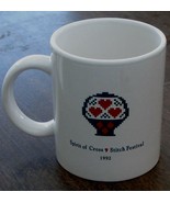 Nice Gently Used Cross Stitch Festival Ceramic Coffee Mug, VERY GOOD COND - $7.91