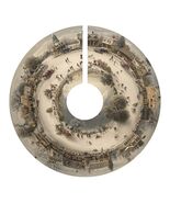Vintage Winter Village Christmas Tree Skirt | Snowy Town Scene - $49.95