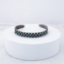 Old Pawn Sterling Silver Turquoise Cuff Bracelet Signed Native American 14 Stone - £185.96 GBP