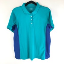 Lands End The Outfitters Womens Polo Shirt Top Short Sleeve Collar Aqua Blue M - $14.49