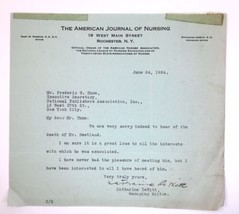 1924 Horace Swetland Condolence Letter Typed Signed American Journal of Nursing - £14.38 GBP