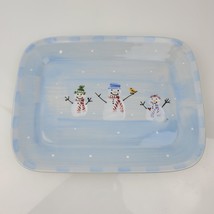 Hartstone Carlisle Blue Christmas Winter Holiday Snowman Rectangular Pla... - $276.61 MXN