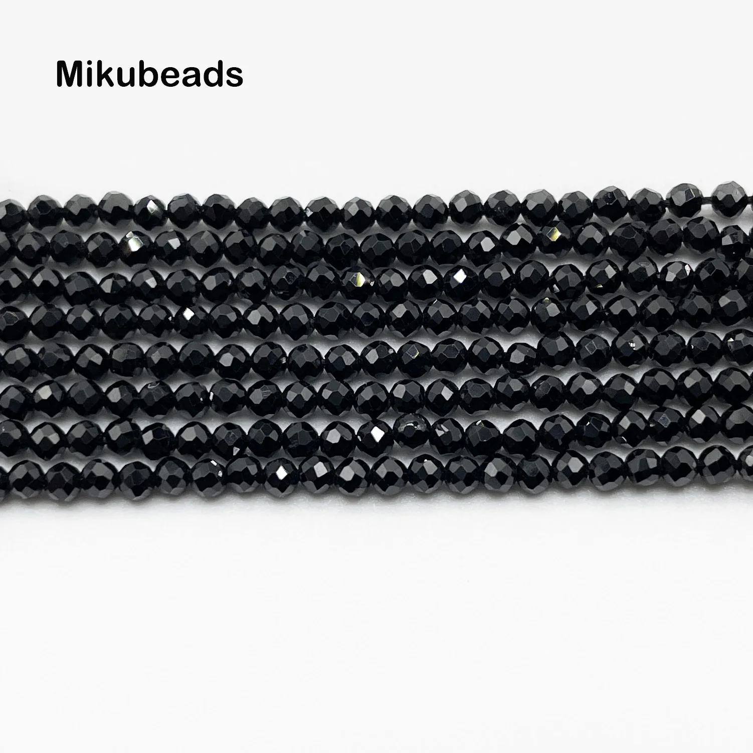 Wholesale (4strands) Natural Black Spinel 2mm Faceted Round Loose Beads Shinny - £11.48 GBP+