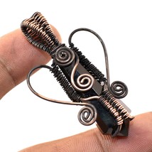 Black Spinel Faceted Handmade Copper Wire Wrap Gift Pendant Jewelry 2.20" SA 255 - £3.18 GBP