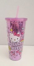 New! Sanrio Hello Kitty Rainbow Confetti Plastic Cup Tumbler 32 oz. - £17.08 GBP