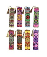 Handmade Mandala Bookmarks Set Of 8 Bookmarks with Tassel Cardstock Glos... - $18.95
