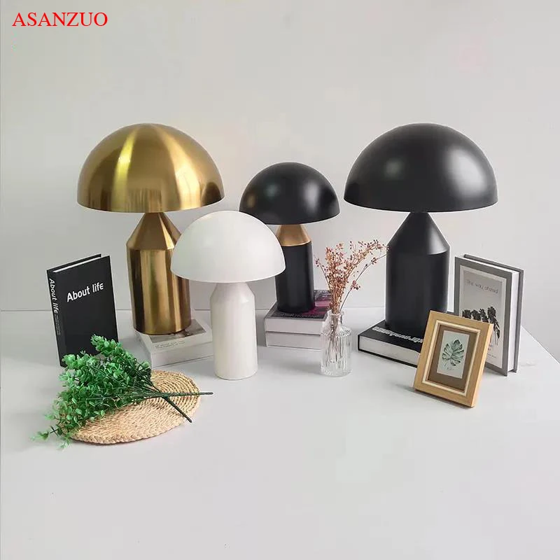 Black White Gold table Lamp Creative mushroom Table Lamp for Bedroom Study - $119.70+