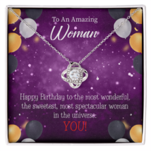 To My Mom Birthday Message Best in Universe Infinity Knot Necklace Message Card - $56.95+