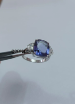 Genuine 1.35 Carat Womens Wedding Ring 14k White Gold Blue Sapphire Sizable - £2,732.56 GBP