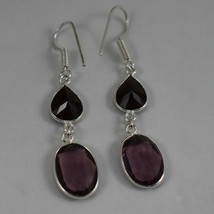 925 Sterling Silver Amethyst Gemstone Handmade Bezel Earrings Women Gift BES1317 - £26.61 GBP