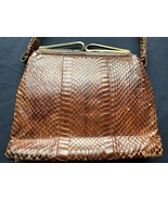 Vintage Snakeskin Brown Box Purse With Handle/Strap 60s 70s Style - $70.00