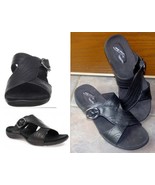 NEW $50 Easy Street TORCH Black Tumbled Faux Leather-Slide Sandals Clog ... - £30.57 GBP