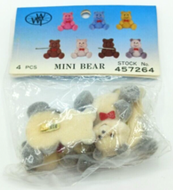 Vintage Crafting Mini Flocked Bears Set of 4 West World Trading NOS 1.5&quot; Tall - £7.74 GBP