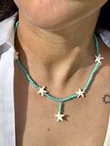 Starfish Blue Beads Necklace - $186.21 MXN