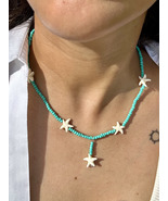 Starfish Blue Beads Necklace - $9.99