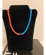 Heishi beads necklace carnelian &amp; natural lapis lazuli gemstones polymer... - £15.73 GBP