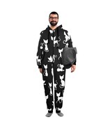 Cat Silhouette Black Flannel Hooded Onesie Pajamas For Adults - $81.70 CAD+