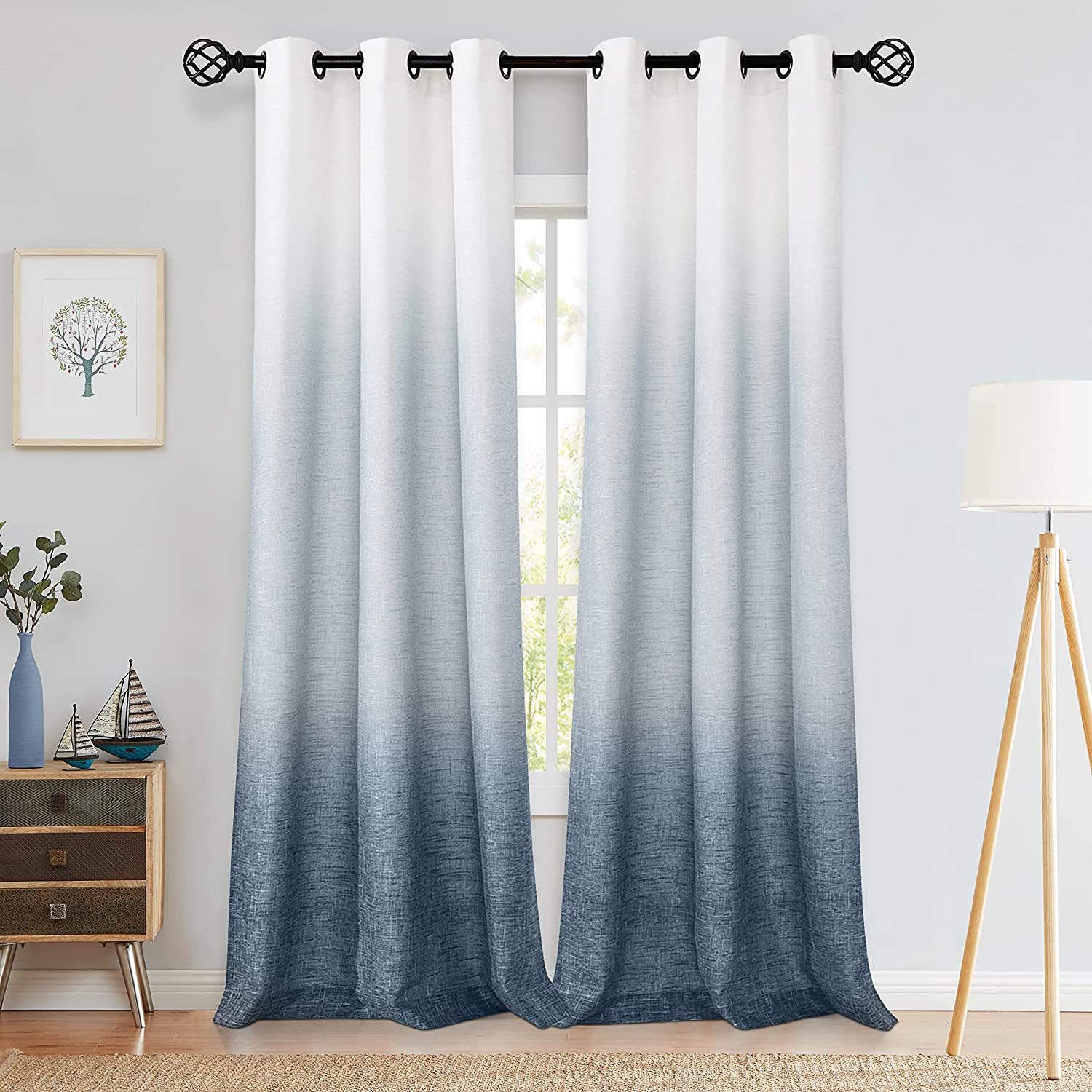 Primary image for Central Park Ombre Rayon Blend Heavy Linen Texture Window Curtain Panel 6