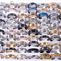 Pack of 50pcs/100pcs Mens Women&#39;s Good Stainless Steel Jewelry Rings For Party G - £44.41 GBP