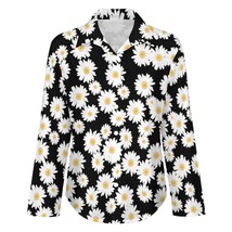 Mondxflaur White Daisy Women&#39;s Shirt Long Sleeve Summer Elegant Fashionable - £20.29 GBP