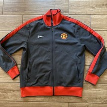 Nike Manchester United Grey &amp; Red Zip Up Track Jacket Mens Size Large Soccer - £32.14 GBP