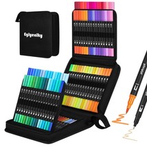 Colorful Creations: 100 Dual Brush Pens Set for Adult Coloring Book - Fine Point - $82.16