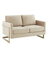 LeisureMod Lincoln Modern Mid-Century Upholstered Velvet Loveseat with G... - $955.50