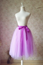 Purple Tulle Midi Skirt Outfit Women Custom Plus Size Tulle Party Tutu Skirt image 4